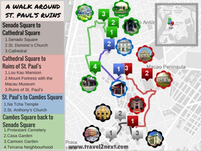 kort af eyðileggja st paul Macau