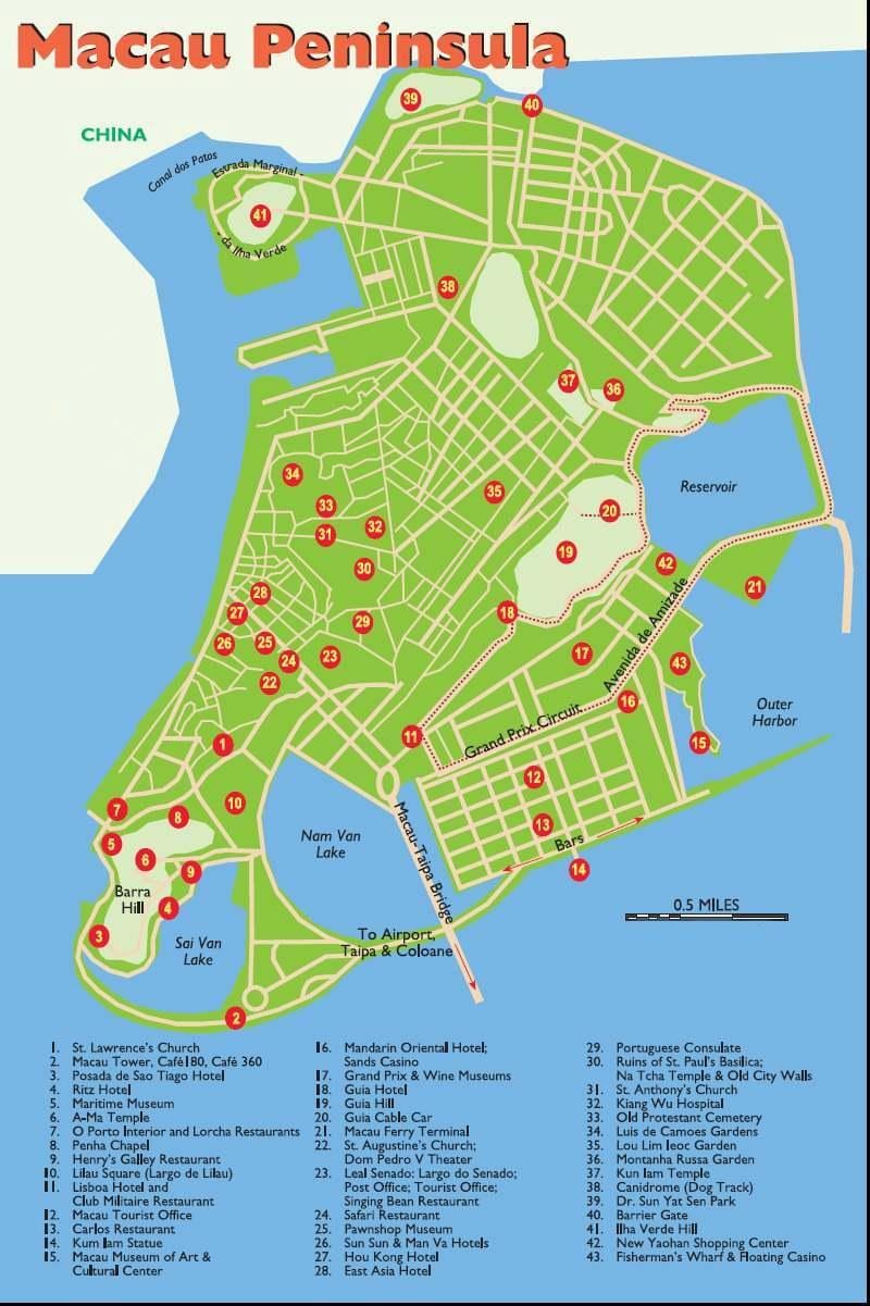 Macau ferðamaður blettur kort