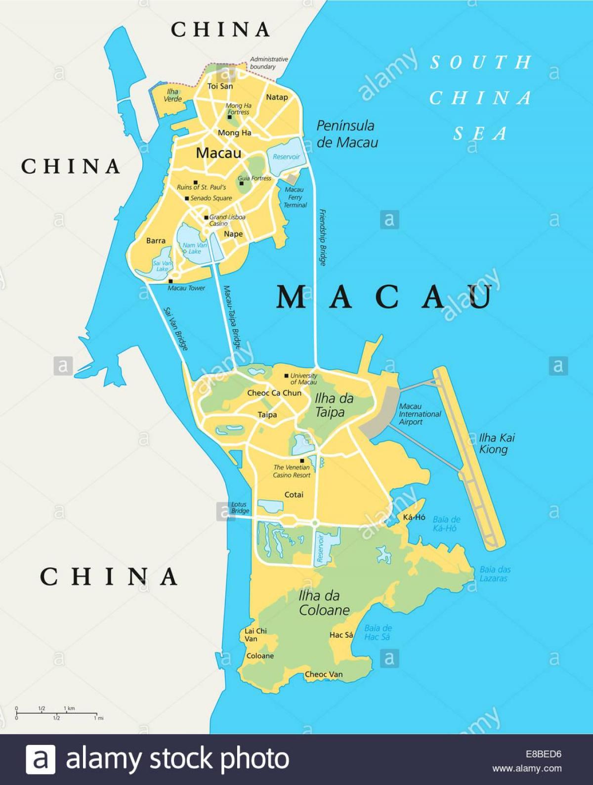 Macao Kína kort