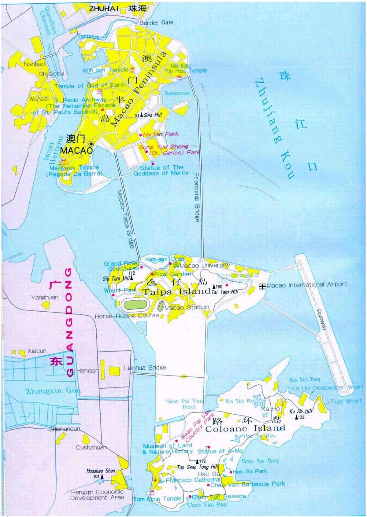 kort af Macau borginni