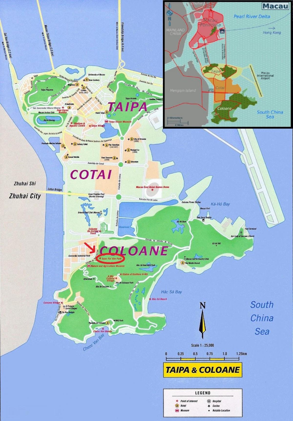 kort af Macau ferju 