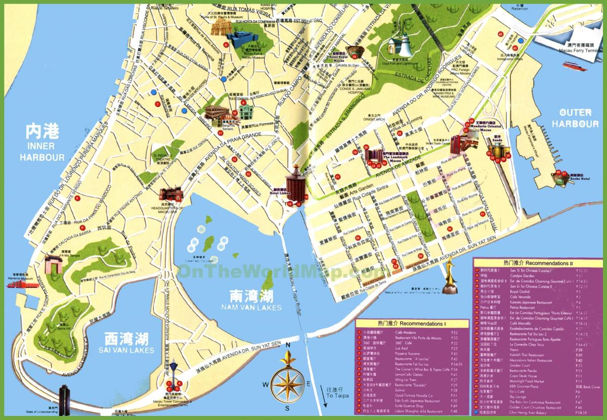 ferðamaður blettir í Macau kort