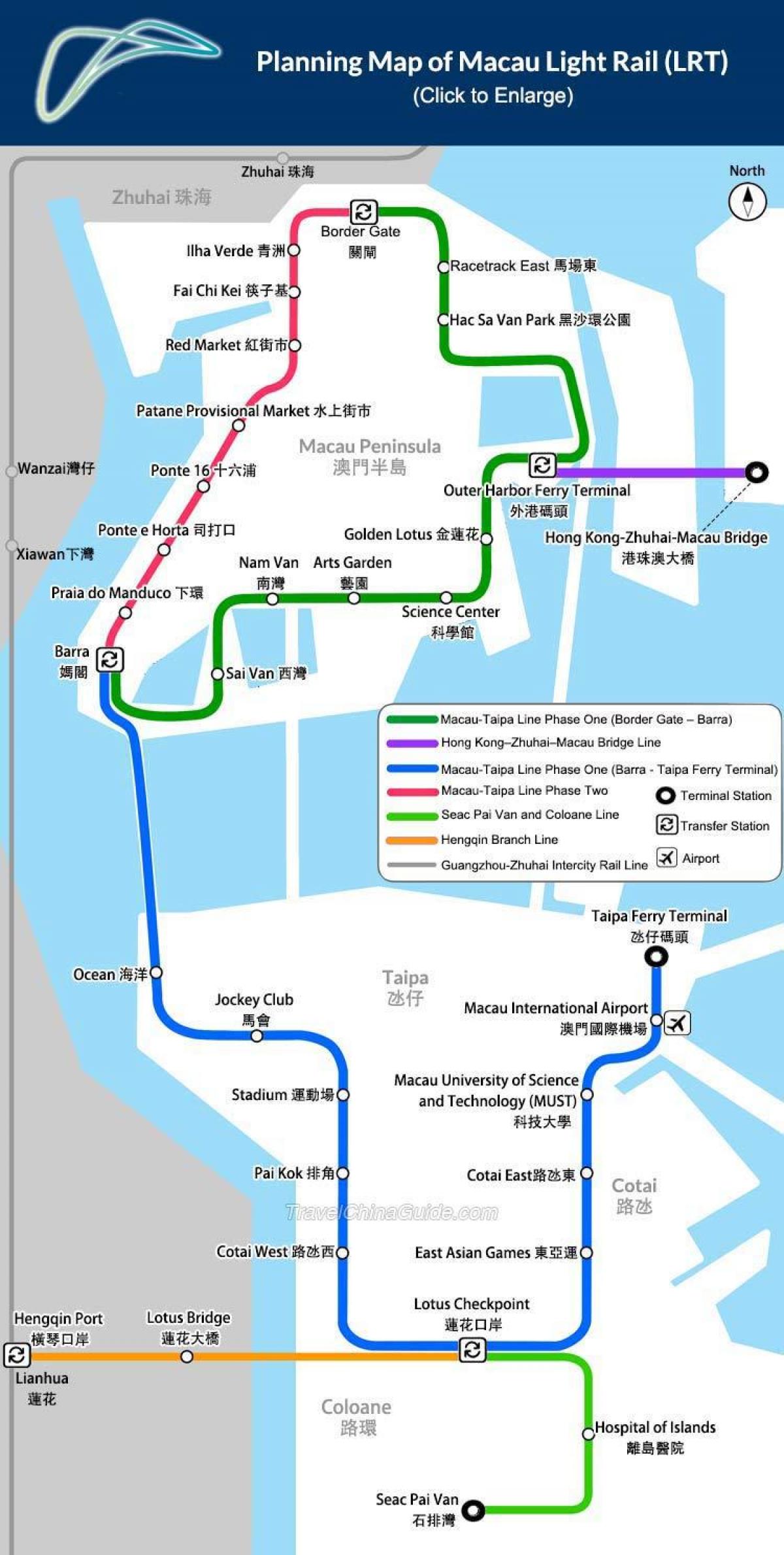 Macau neðanjarðarlestinni kort