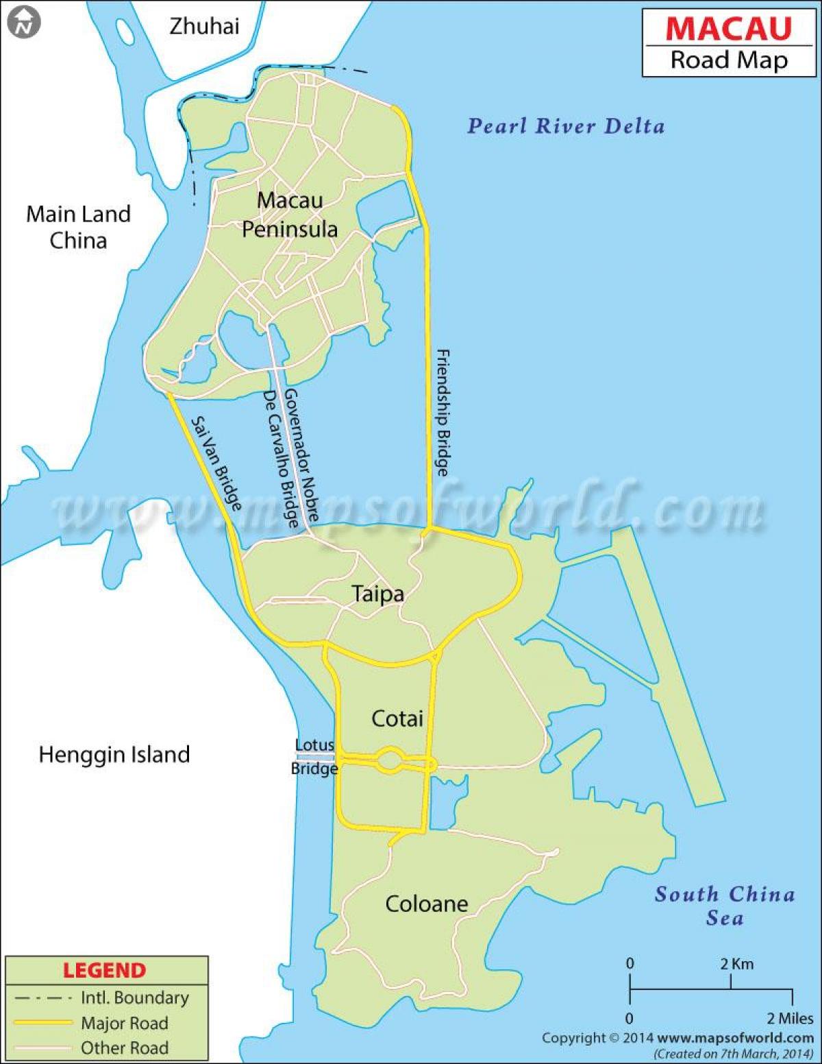 Macau peninsula kort