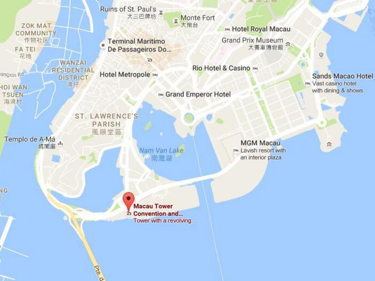 kort af Macau turninn